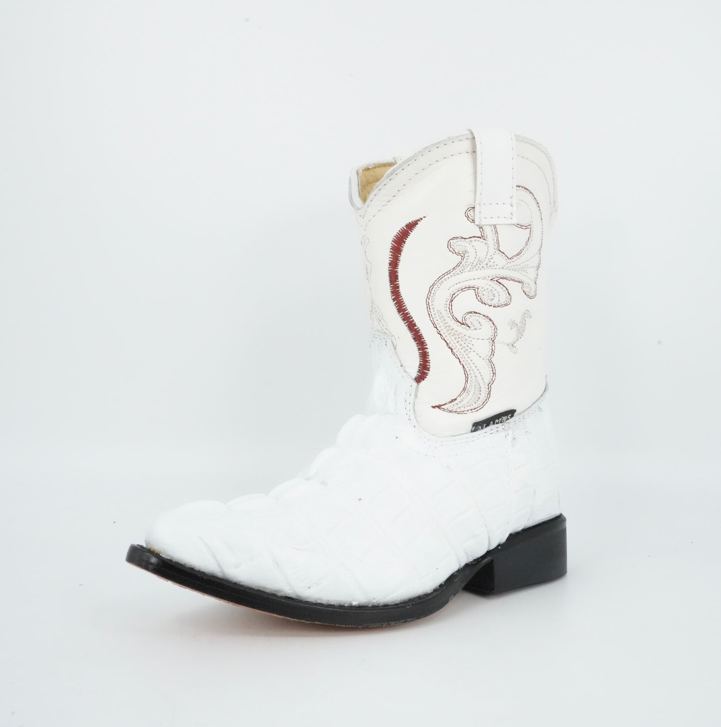 Alamos Toddler White Imitation Caiman Tail Boot