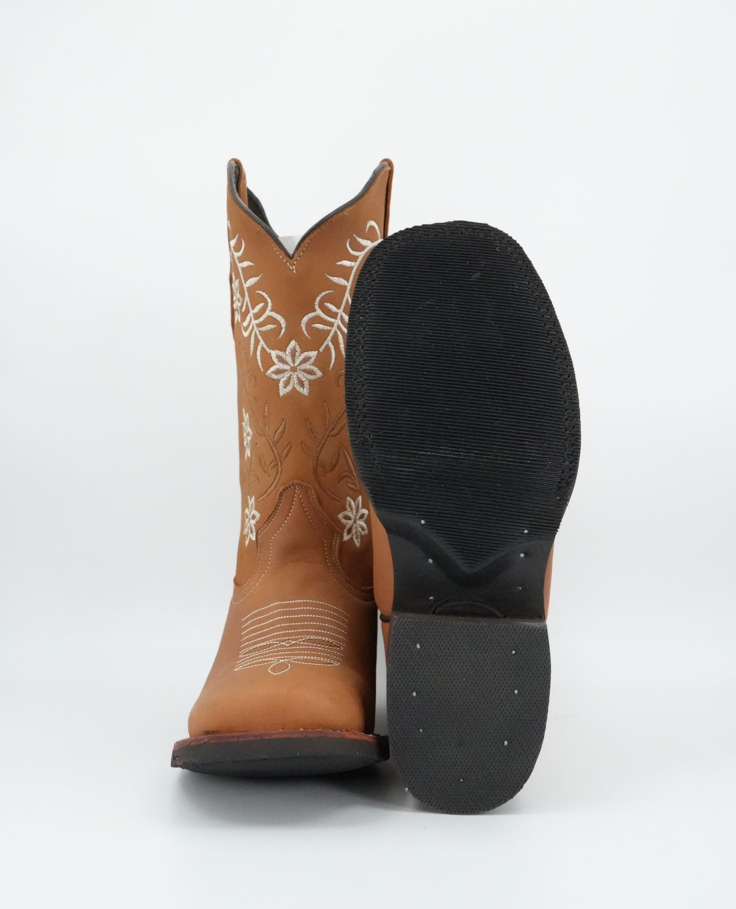 Stephy Women's Crazy Brown Floral Wide Square Toe Boot