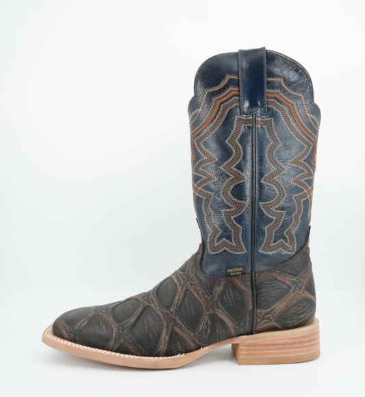 Reyme Men's Piraruco Print Brown-Navy Wide Square Toe Boot