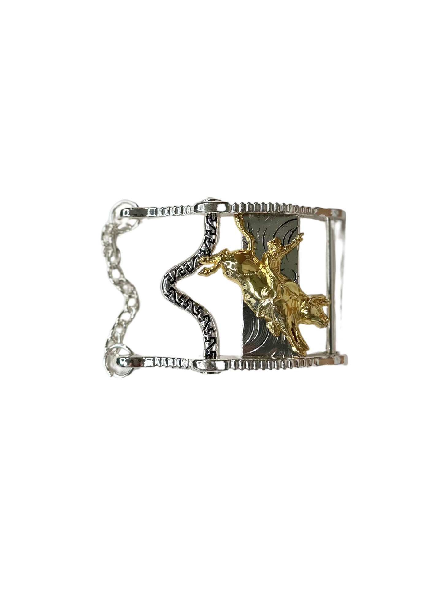 Bull Rider Buckle - Silver/Gold