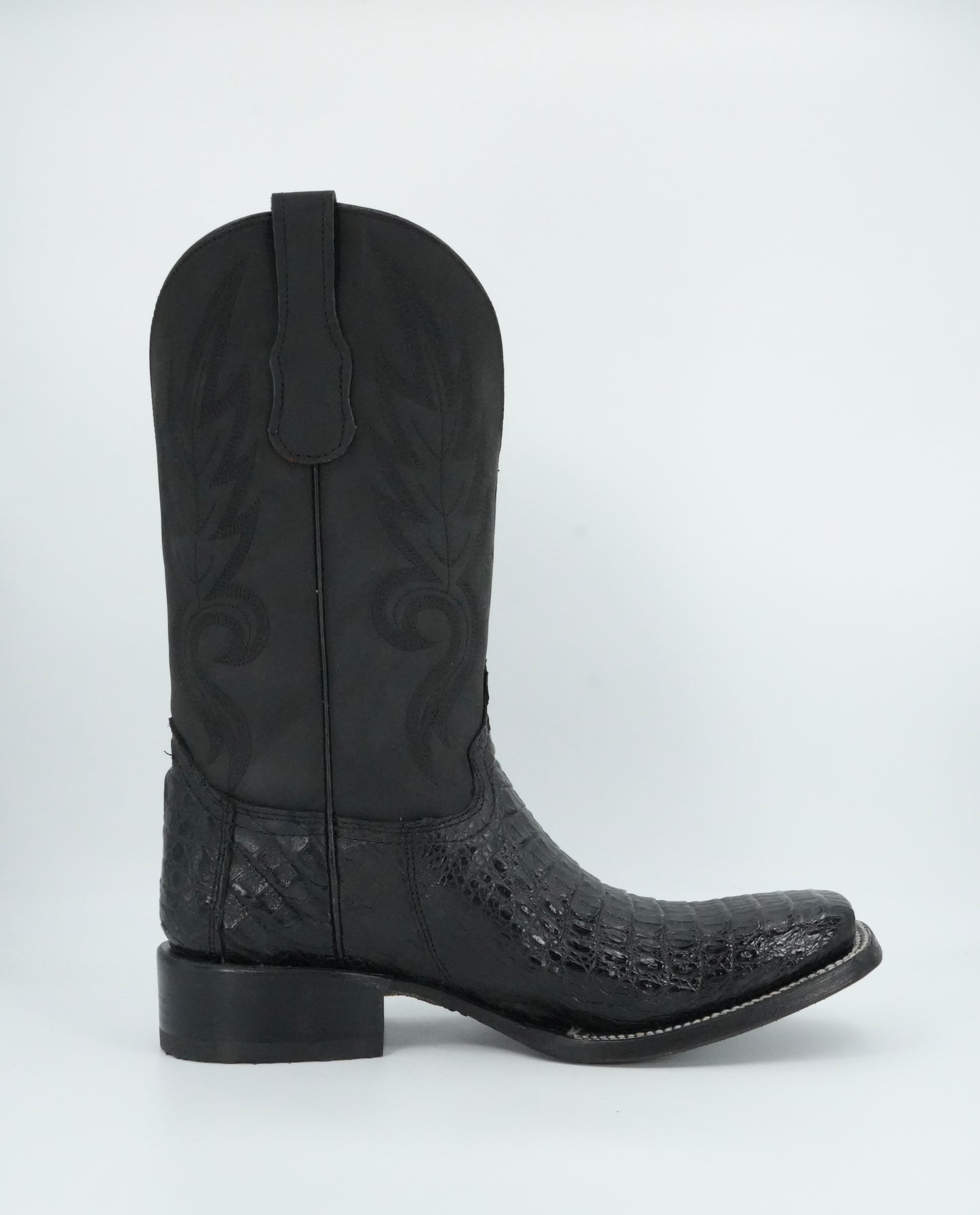 Circle G Men's Black Caiman Square Toe Boot