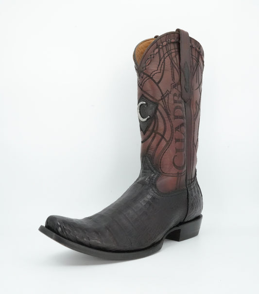 Cuadra Men's Black Cherry Caiman Belly Semi Square Toe Boots