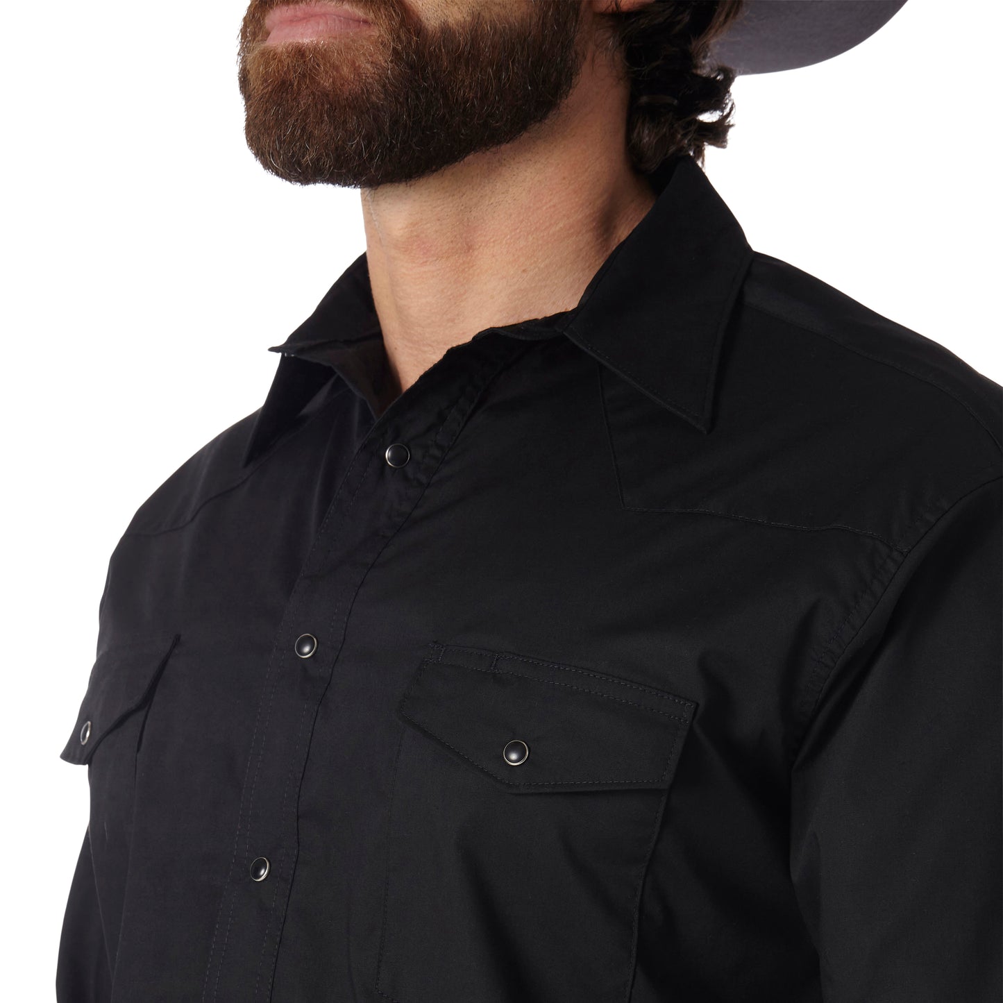 Wrangler Black Long Sleeve Western Snap Shirt