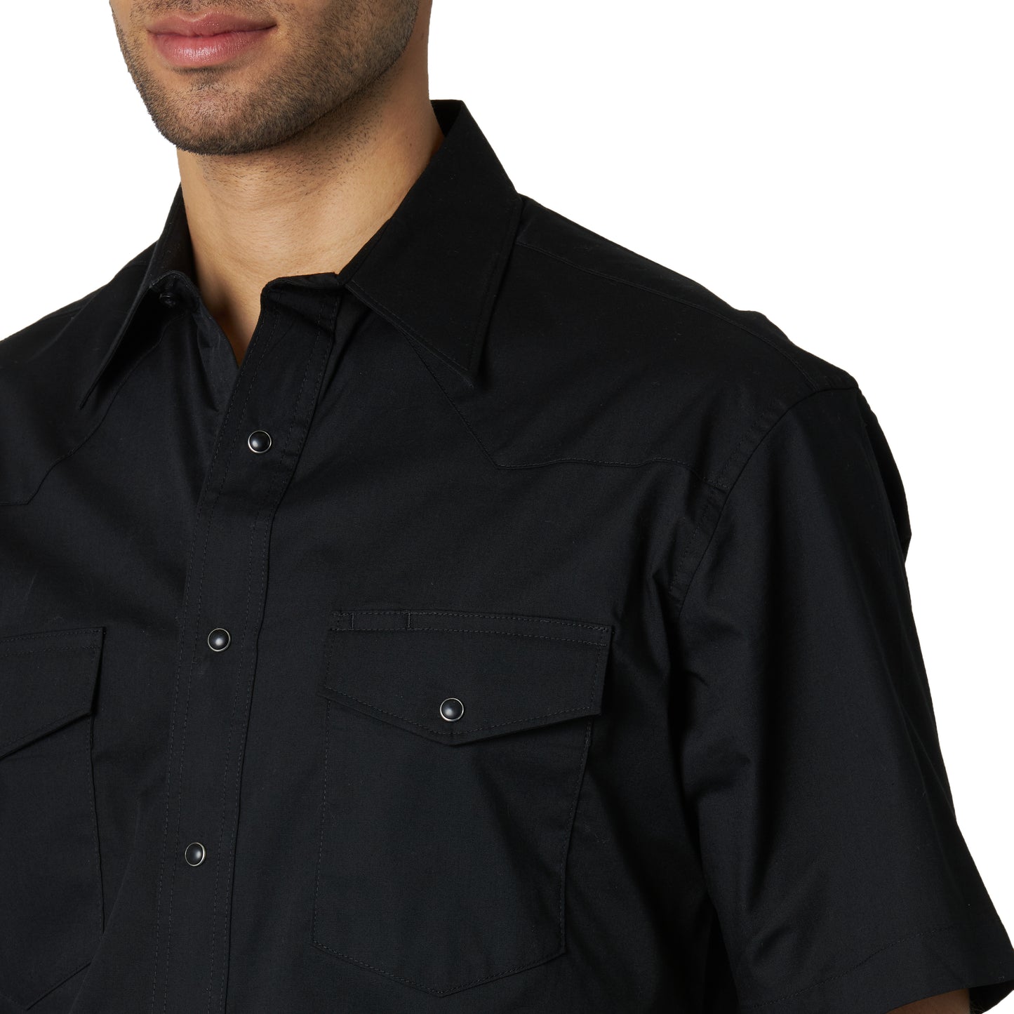 Wrangler Black Short Sleeve Western Snap Shirt