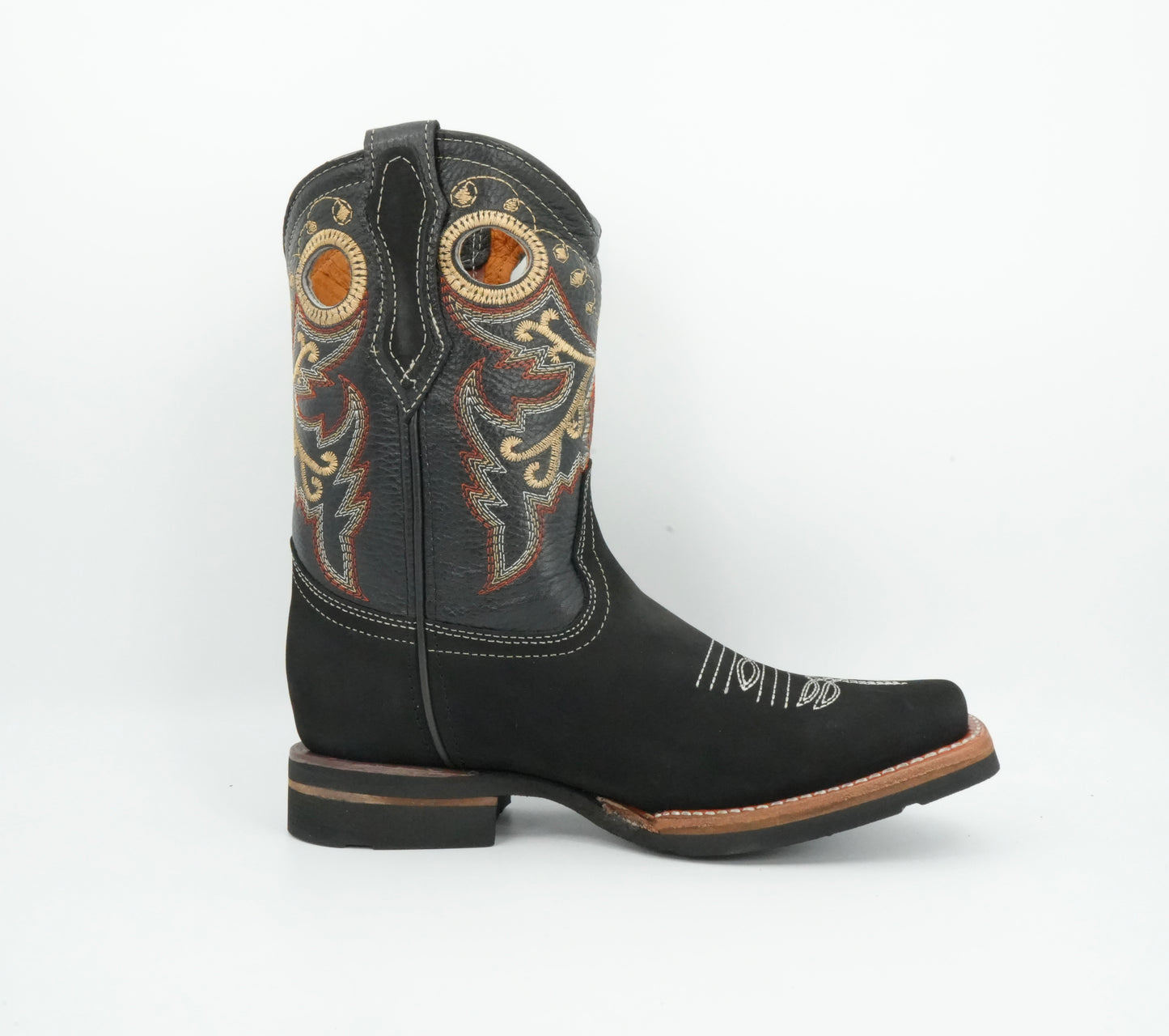 La Sierra Jr’s Nobuck Black Square Toe Boot