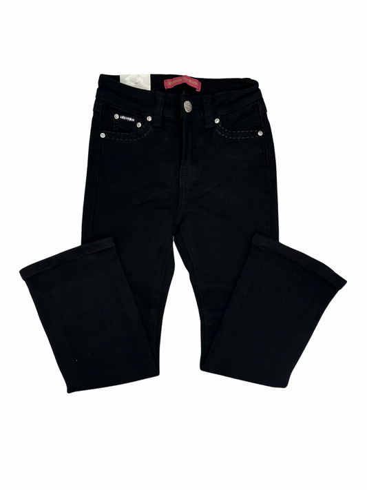 Girl's Miranda Bling Diamonds Pocket Black Bootcut Jean
