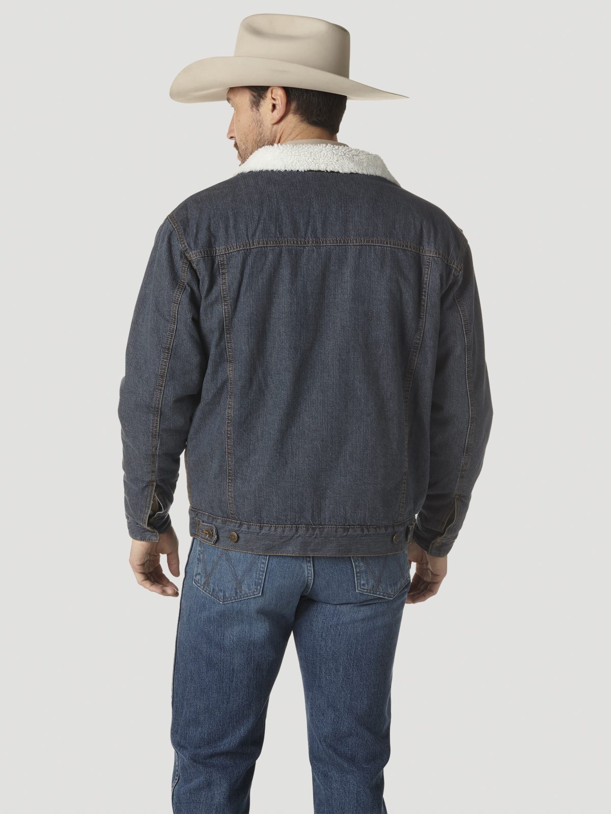 Wrangler Western Sherpa Lined Rustic Denim Trucker Jacket