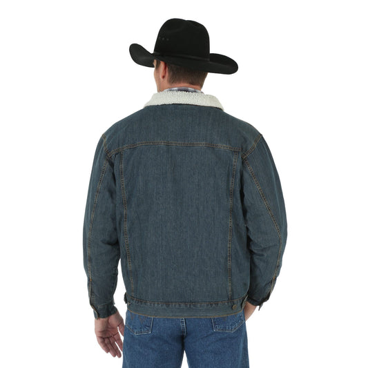 Wrangler Western Sherpa Lined Rustic Denim Trucker Jacket