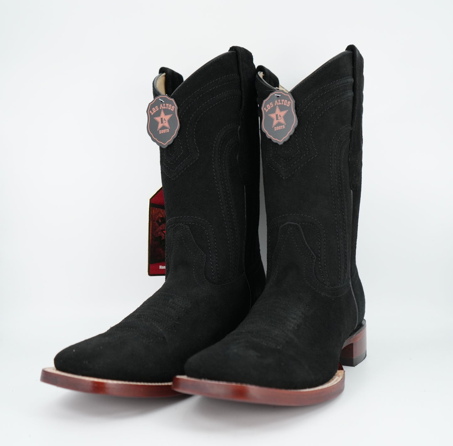 Los Altos Men's Nobuck Black Wide Square Toe Boot