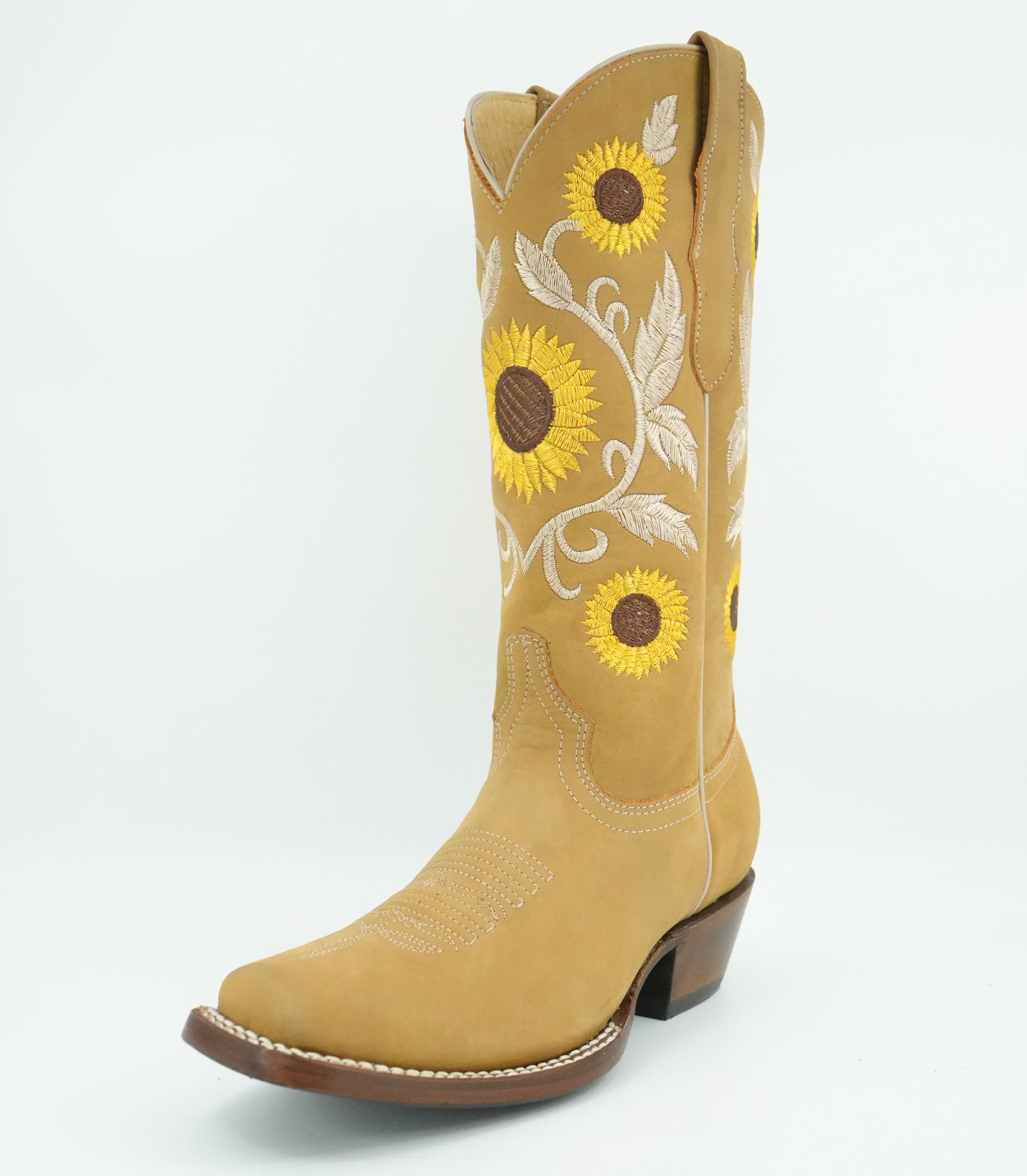 Centenario Women's Miel Embroidered Sunflowers Narrow Square Toe Boot