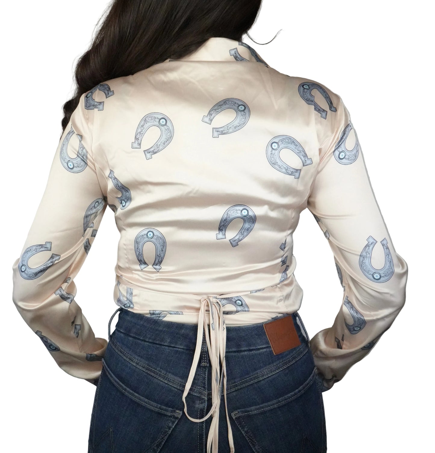 Blue B Women's Button Down Western Print Bodysuit - Sand (Final Sale)