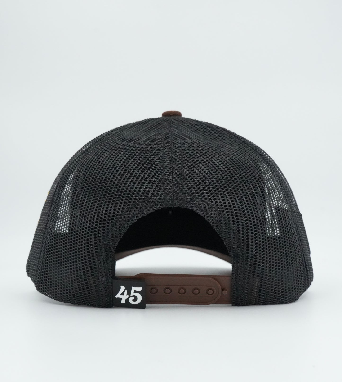 45 Cursive Trucker Cap- White/Chocolate