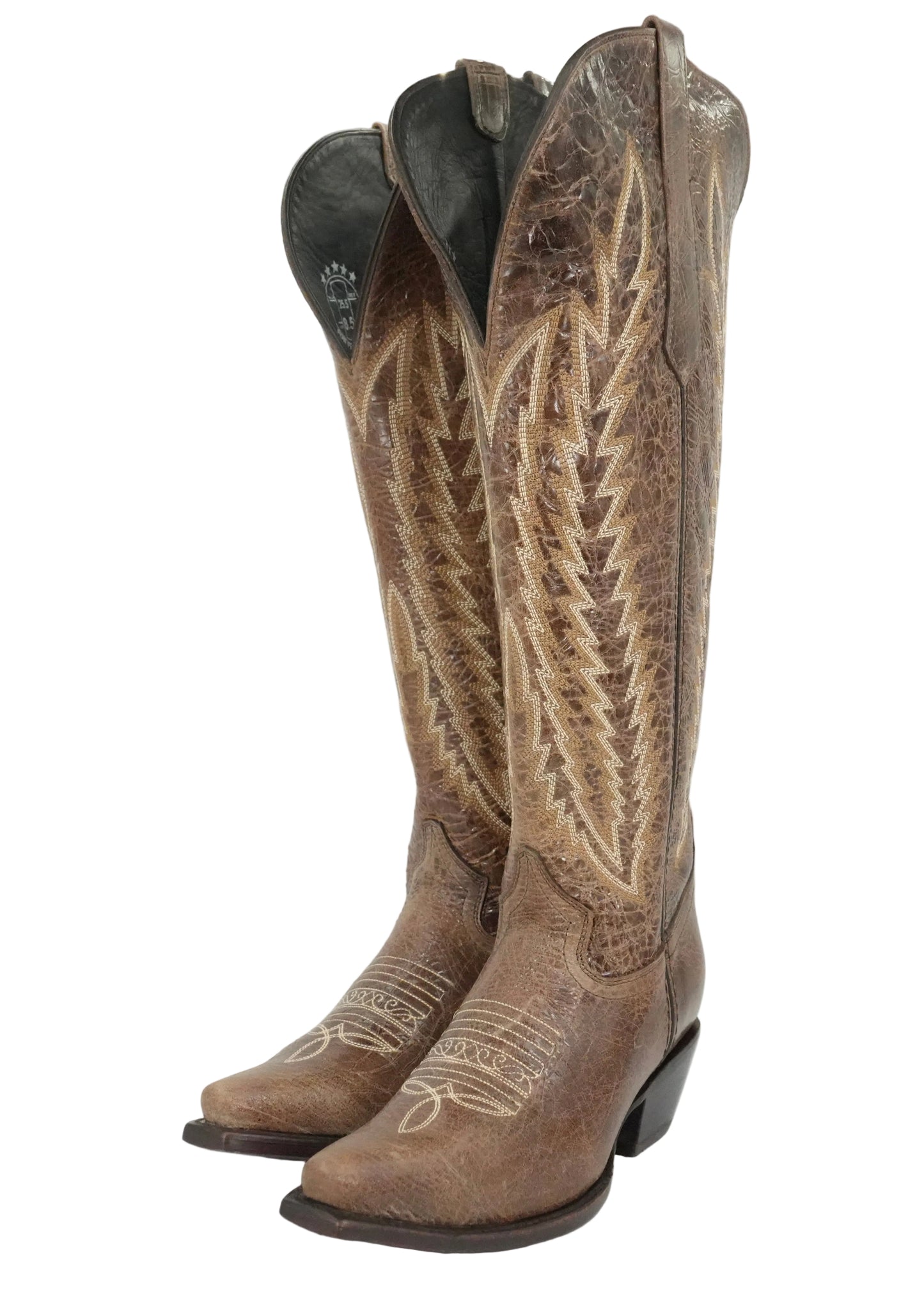 Rock'em Women's Gia Tall Wide Calf Snip Toe Boot - Rustic Brown