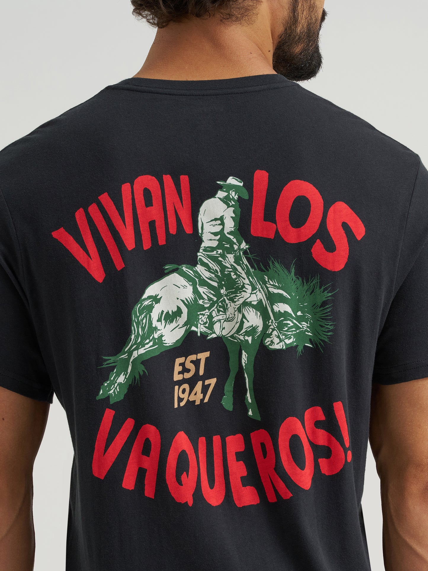 Wrangler Men's Mexico Horse Rider Graphic Short Sleeve Black T-Shirt