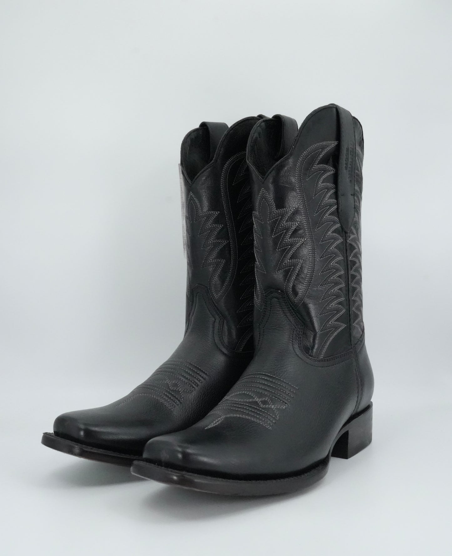Denver Boots Men's Black Leather Semi Square Toe Boot