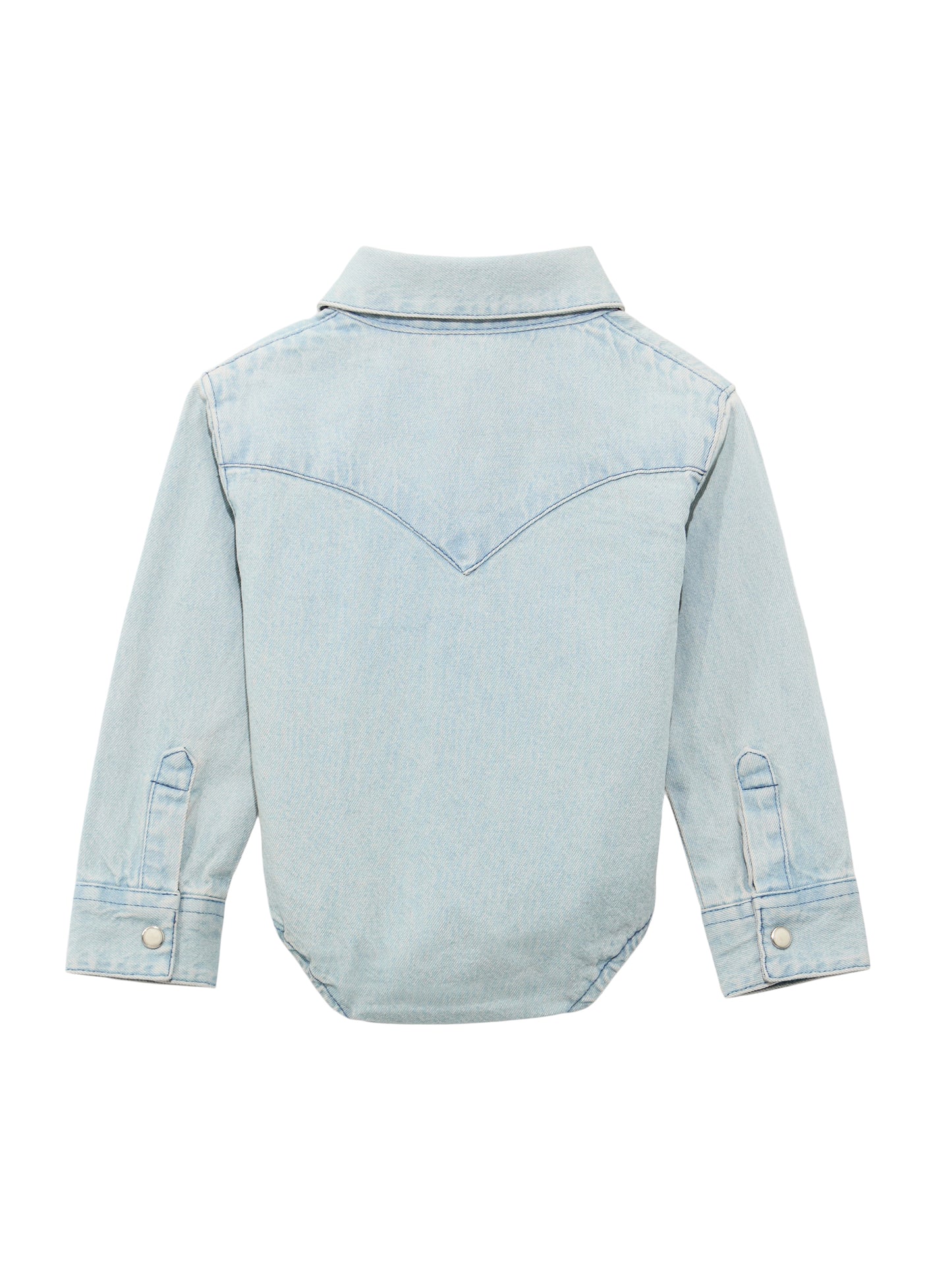 Wrangler Baby Unisex Western Long Sleeve Faded Blue Denim Bodysuit
