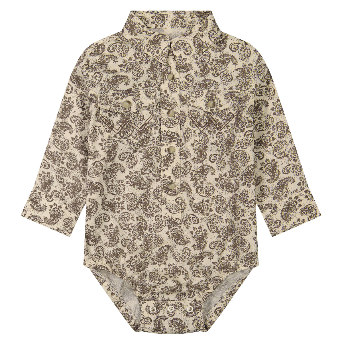 Wrangler Boy's Long Sleeve Western Snap Bodysuit - Beige