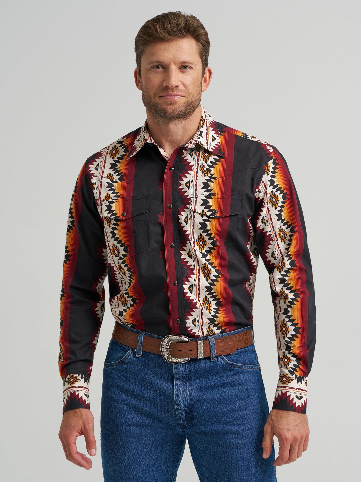 Wrangler x Checotah Western Snap Printed Long Sleeve Shirt