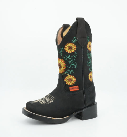 Chaparral Kid’s Nobuck Sunflowers Black Boot