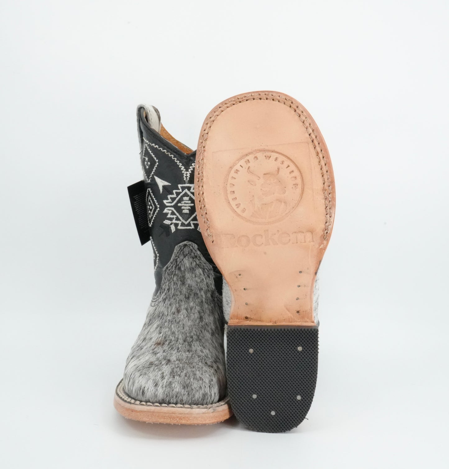 Rock'em Kid's Cow Hair White/Black Boots Size: 13 US / 20 MEX *AS SEEN ON IMAGE*