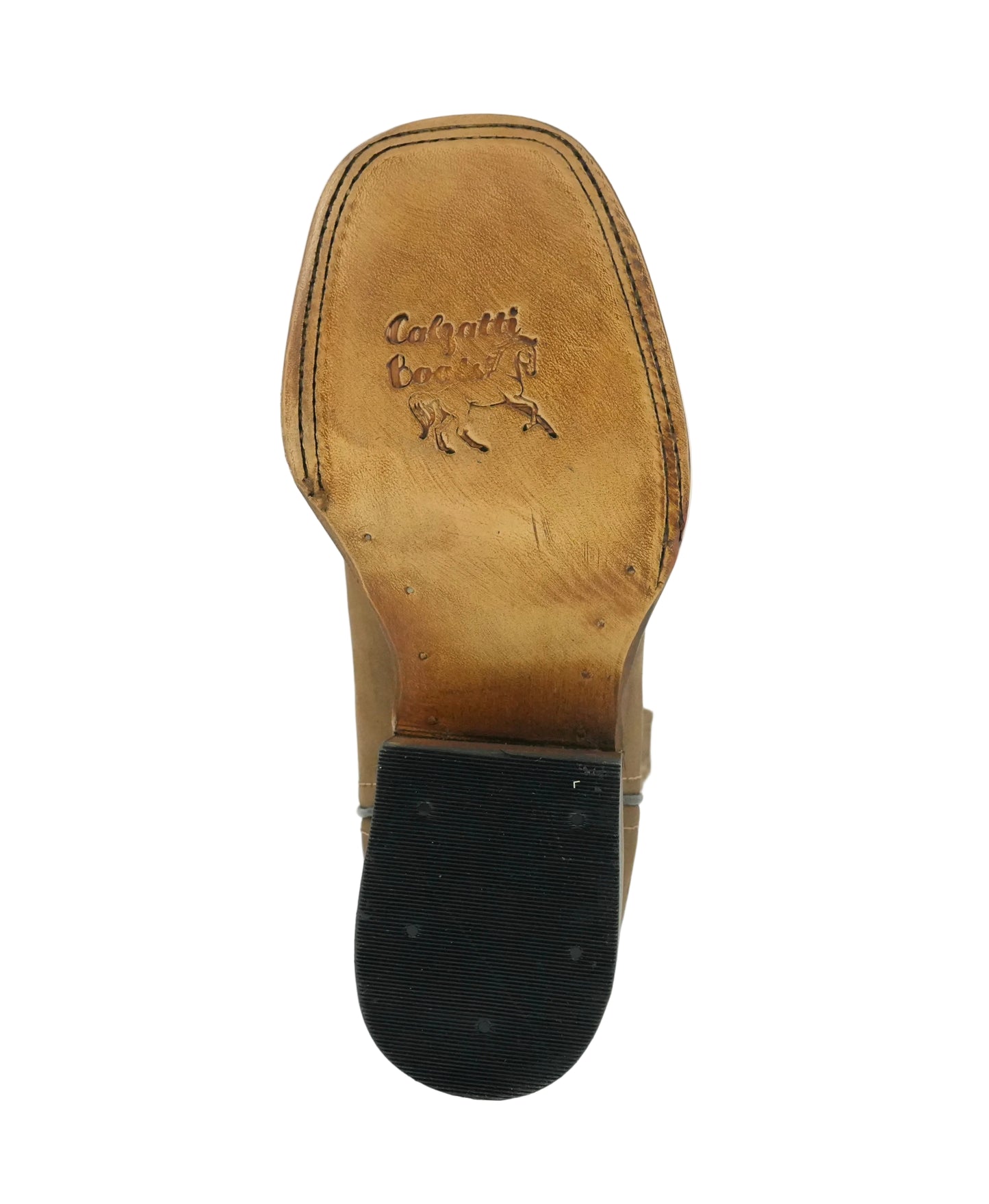 Calzatti Women's Tabacco Nobuck Embroidered Wide Square Toe Boot