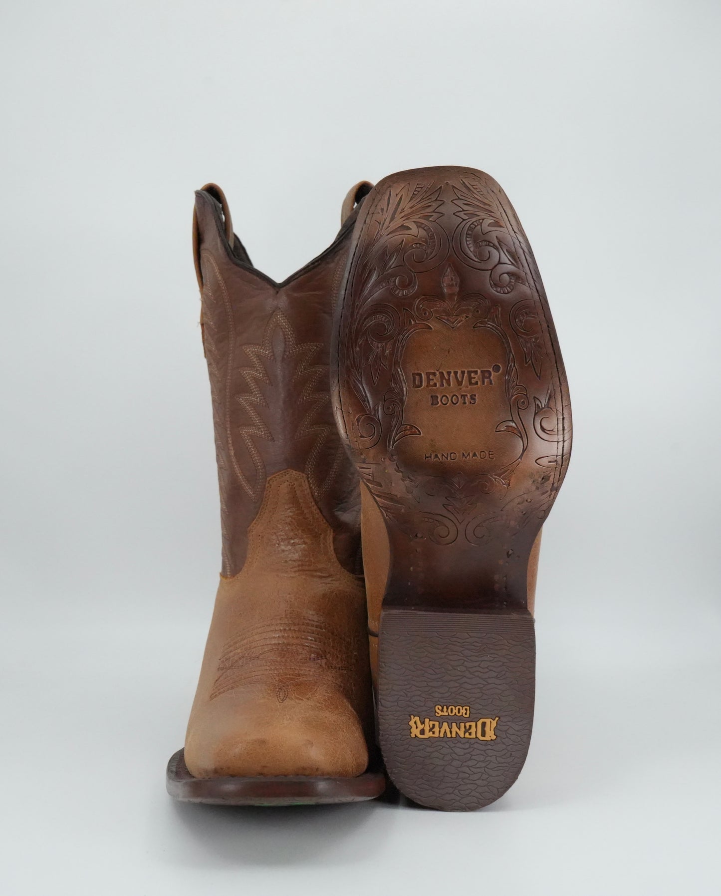 Denver Boots Men's Tan Leather Semi Square Toe Boot