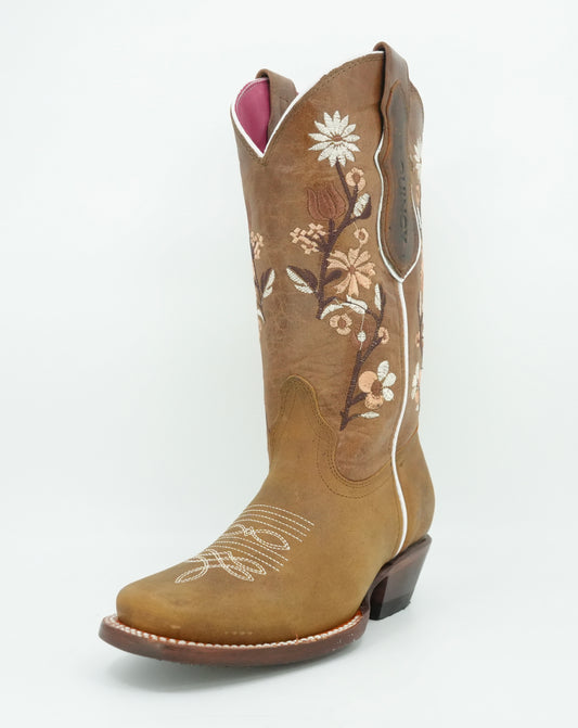 Quincy Women's Embroidered Crazy Honey Narrow Square Toe Boot