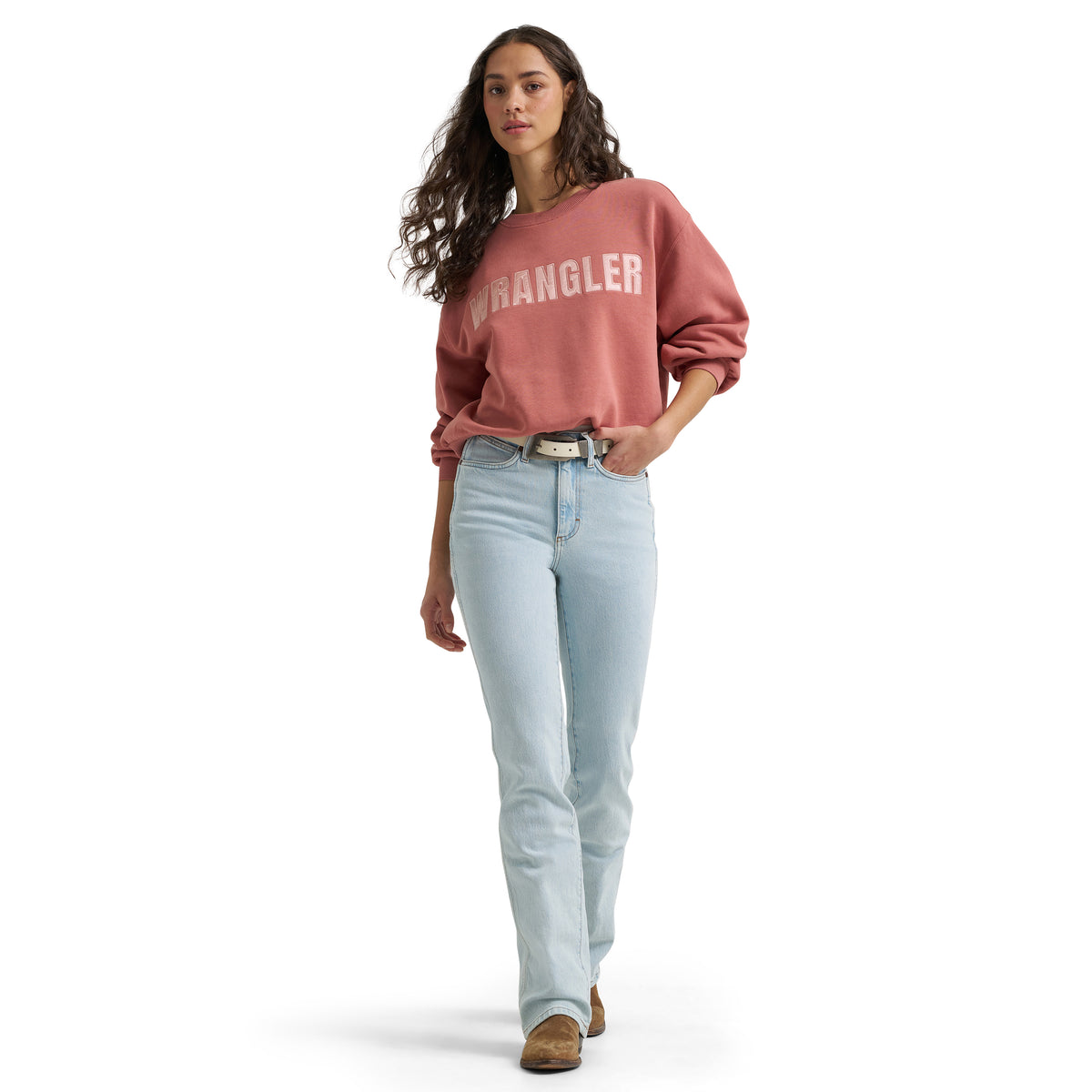 Wrangler Women's Logo Canyon Crew Pullover - Withered Rose