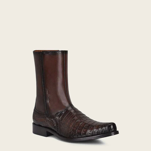 Cuadra Men's Brown Genuine Caiman Belly Leather Short Boot