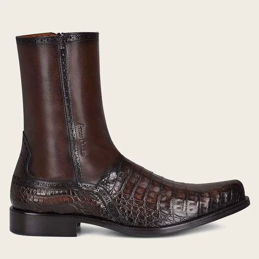 Cuadra Men's Brown Genuine Caiman Belly Leather Short Boot
