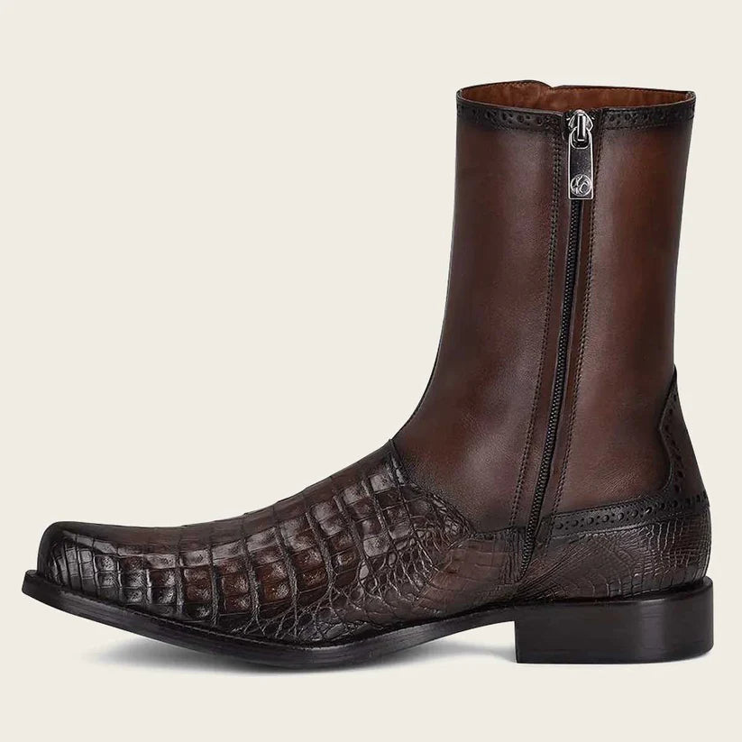 Cuadra Men's Brown Genuine Caiman Belly Leather Short Boot