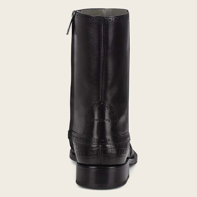 Cuadra Men's Black Genuine Caiman Belly Leather Short Boot
