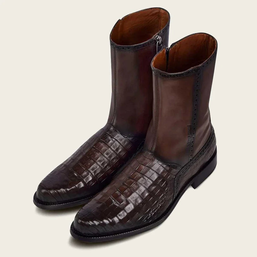 Cuadra Men's Brown Genuine Caiman Belly Leather Short Boot