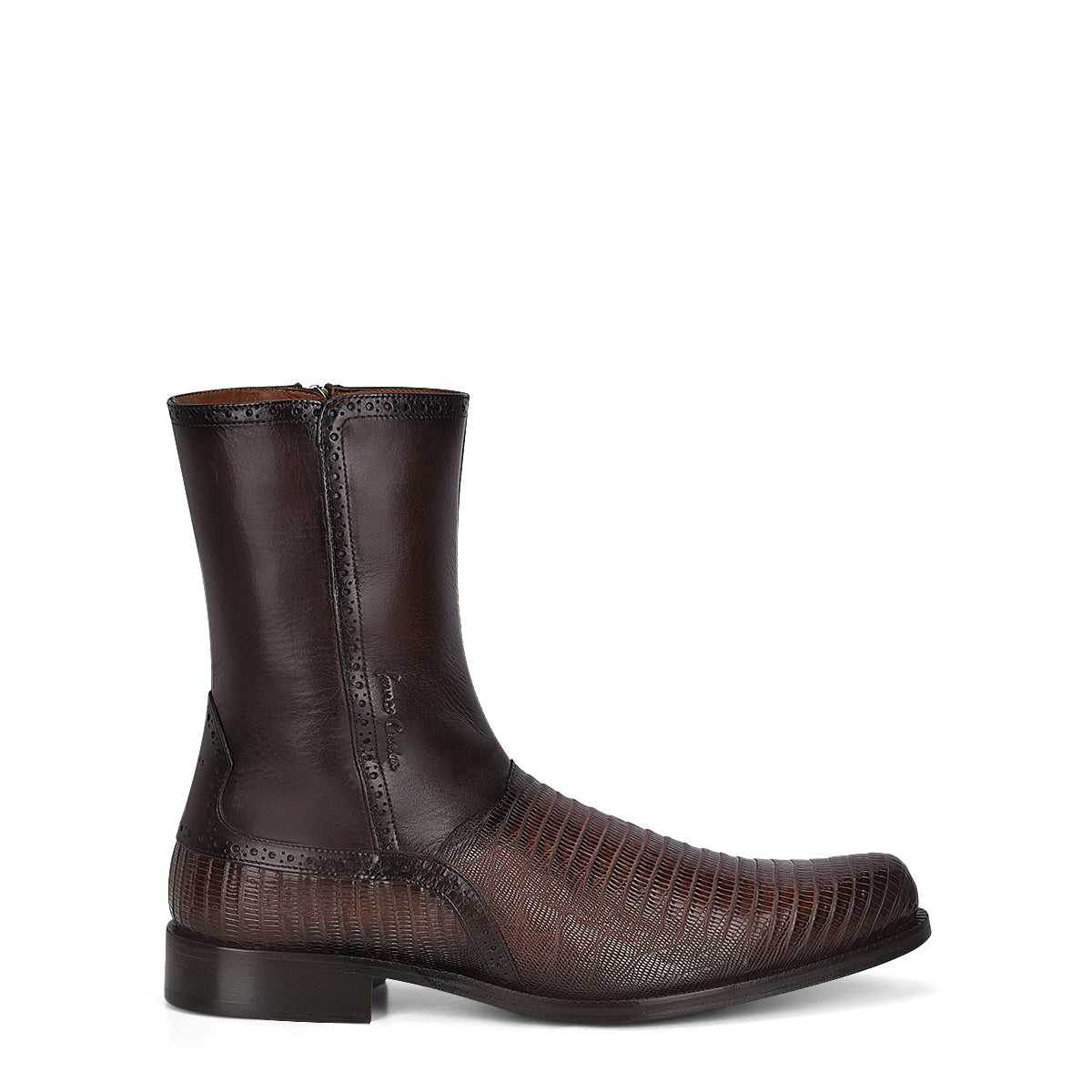 Cuadra Men's Brown Genuine Lizard Leather Round Toe Short Boot