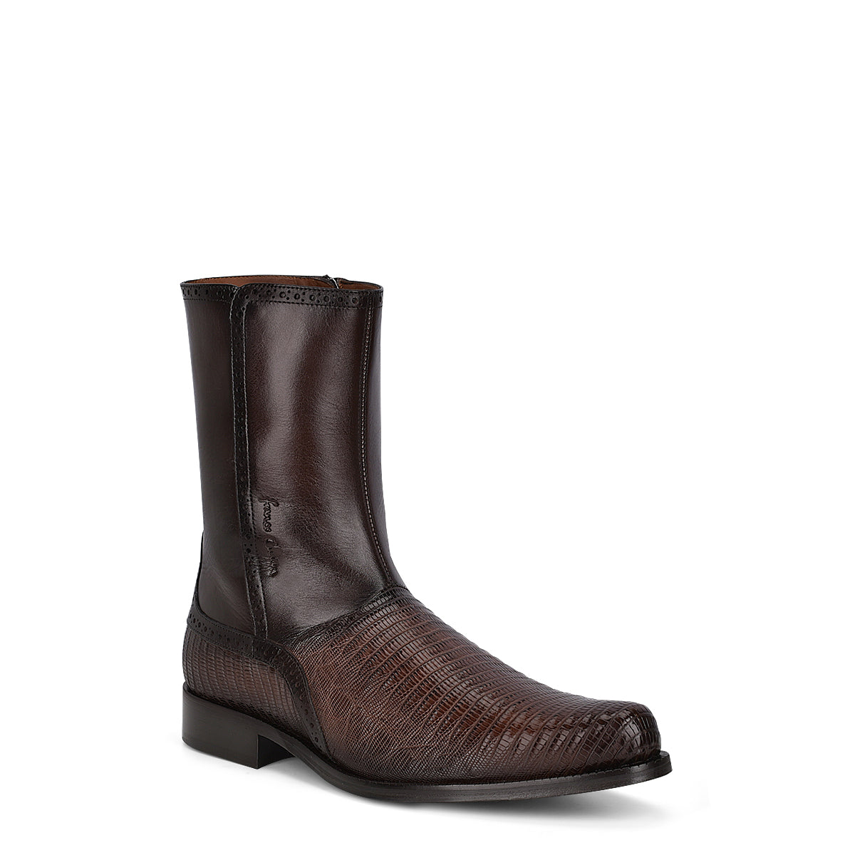 Cuadra Men's Brown Genuine Lizard Leather Round Toe Short Boot