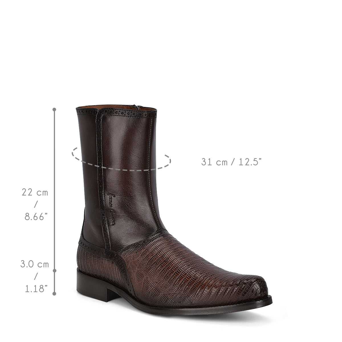 Cuadra Men's Brown Genuine Lizard Leather Round Toe Short Boot