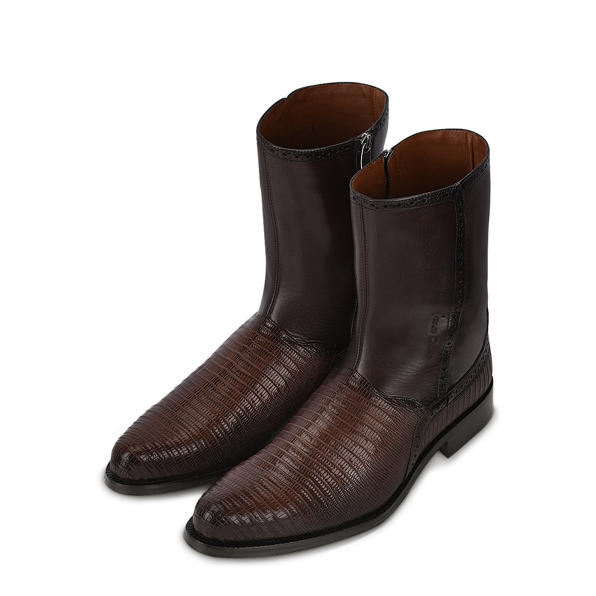 Cuadra Men's Brown Genuine Lizard Leather Round Toe Short Boot