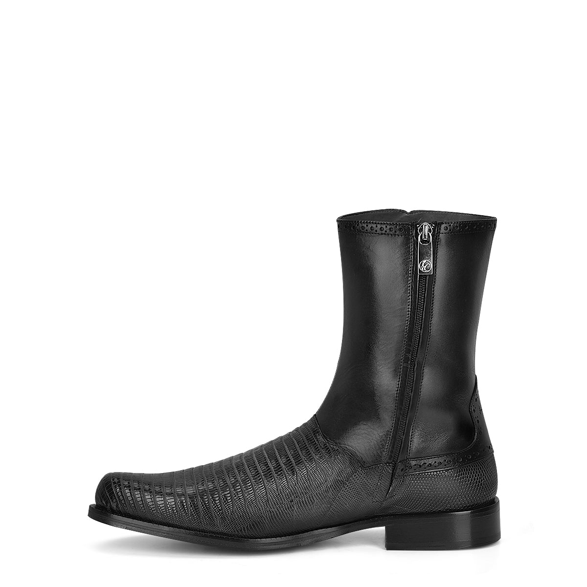 Cuadra Men's Black Genuine Lizard Leather Round Toe Short Boot