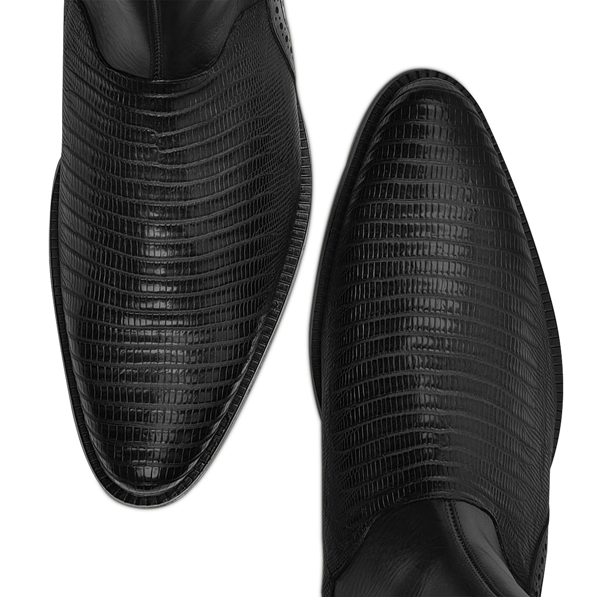 Cuadra Men's Black Genuine Lizard Leather Round Toe Short Boot