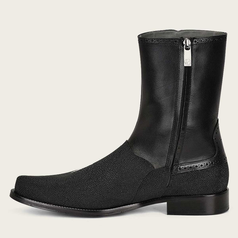 Cuadra Men's Black Genuine Stingray Leather Short Boot