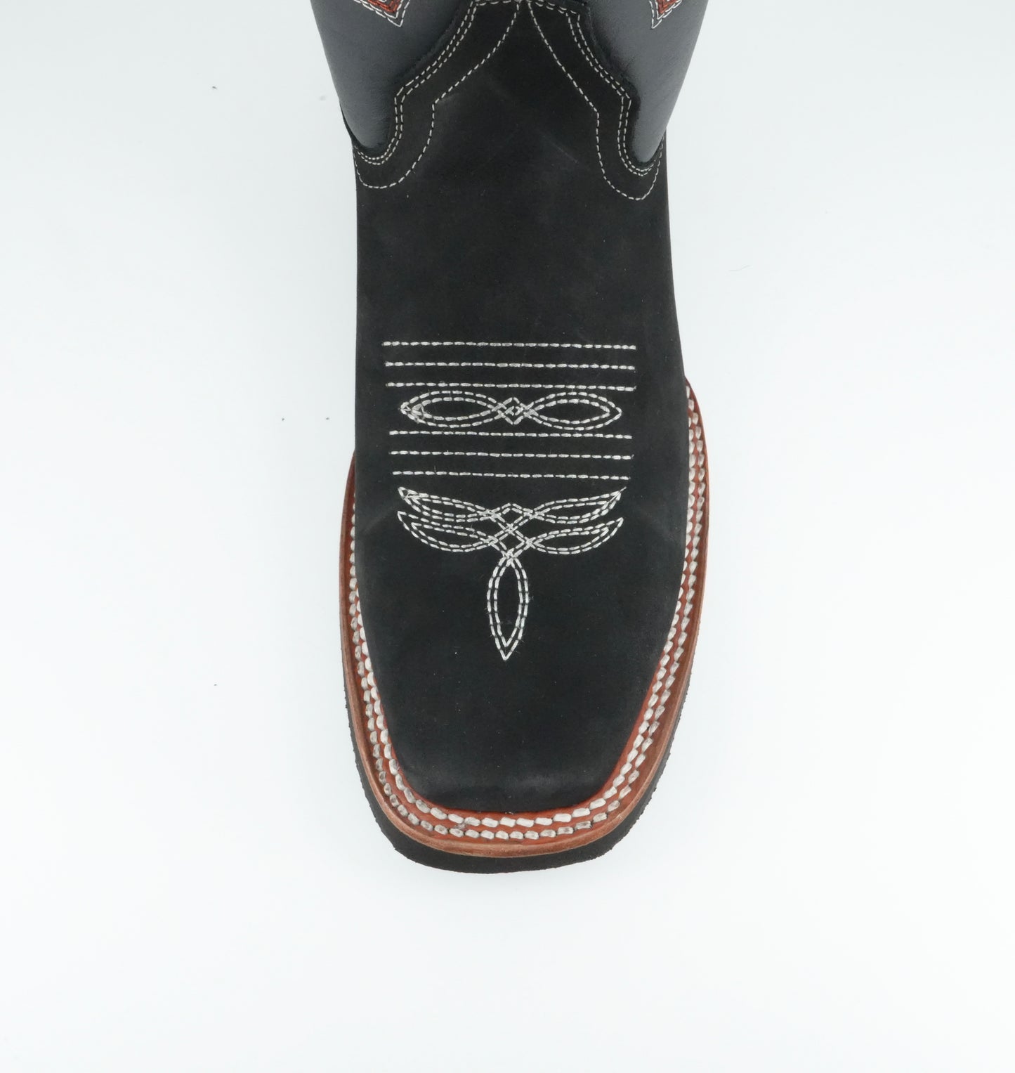 La Sierra Men's Nobuck Square Toe Rubber Sole Boot Black
