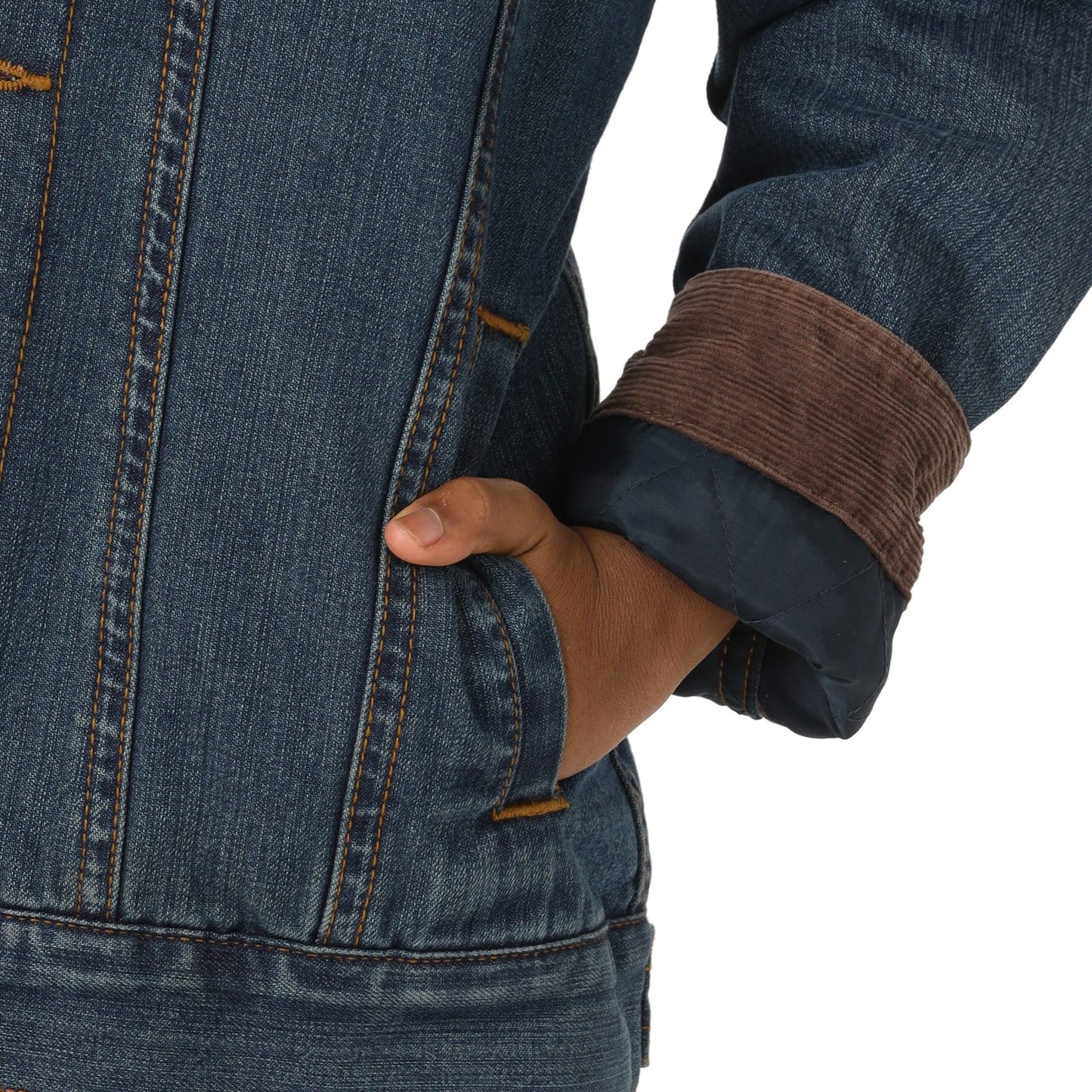 Boy's Wrangler Western Sherpa Lined Rustic Blue Denim Jacket