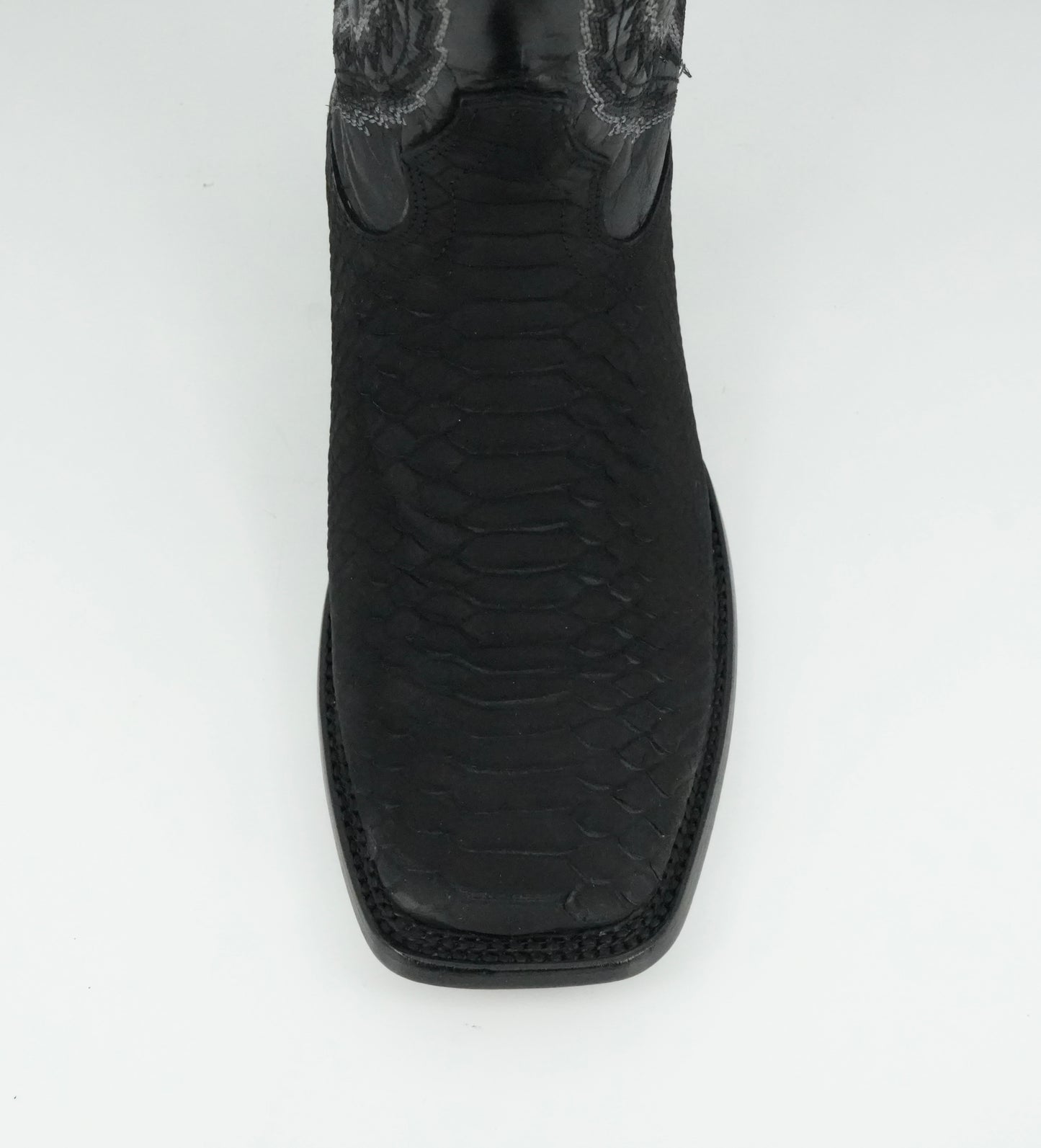Hooch Men's Nobuck Black Python Print Square Toe Boot