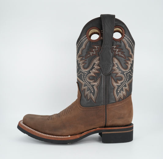 Los AltosBota Crazy Brown con suela de goma y punta de rodeo para hombre