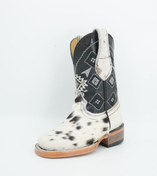 Rock'em Kid's Cow Hair White/Black Boots Size: 7 US / 14 MEX  *AS SEEN ON IMAGE*
