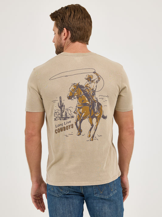 Wrangler Men's Mineral Wash Back Graphic Trenchcoat T-Shirt