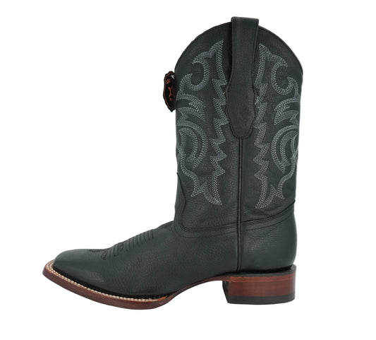 Los Altos Men's Grisly Leather Black Wide Square Toe Boot