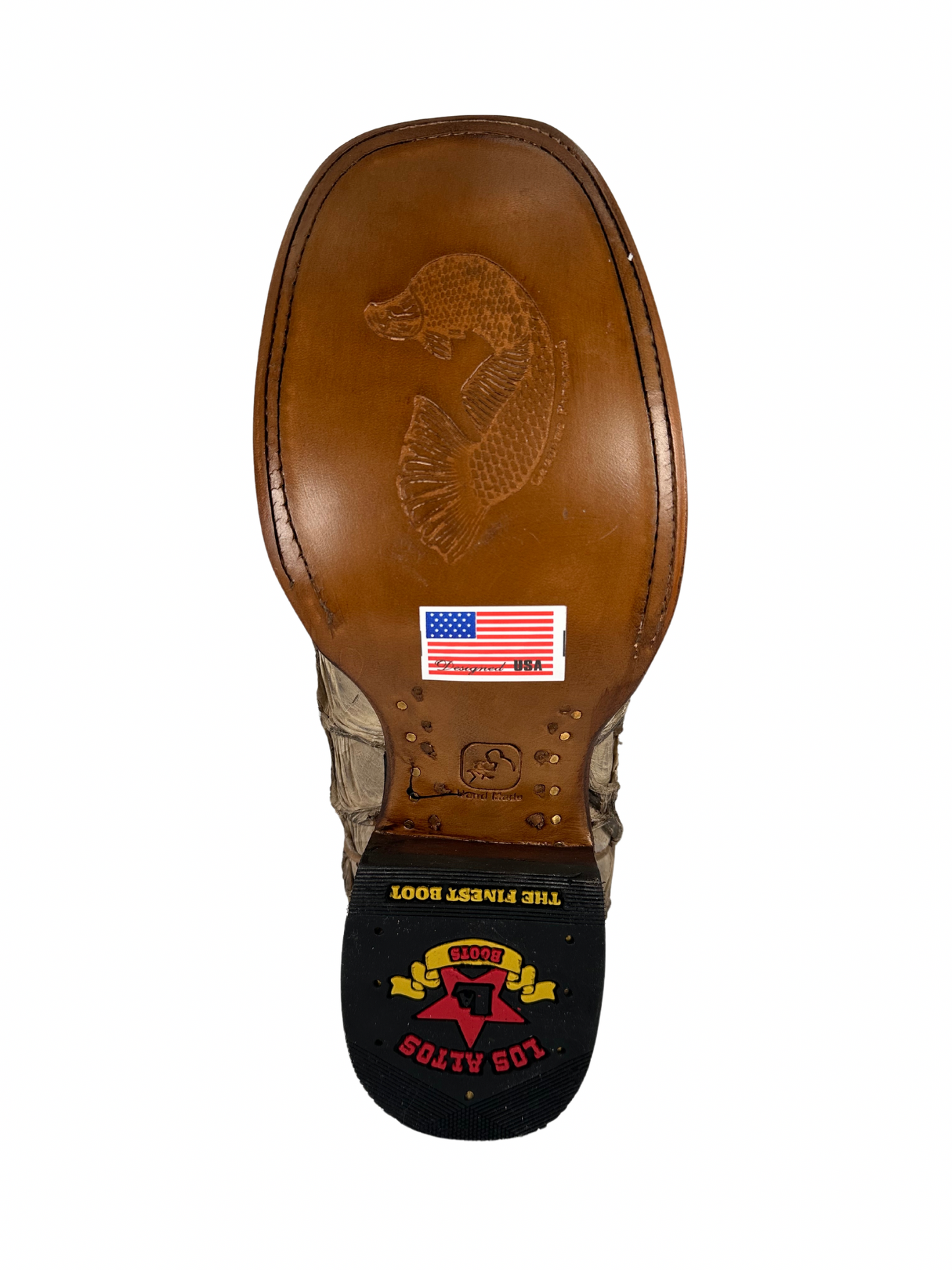 Los Altos Men's Mocha Genuine Pirarucu Wide Square Toe Boot