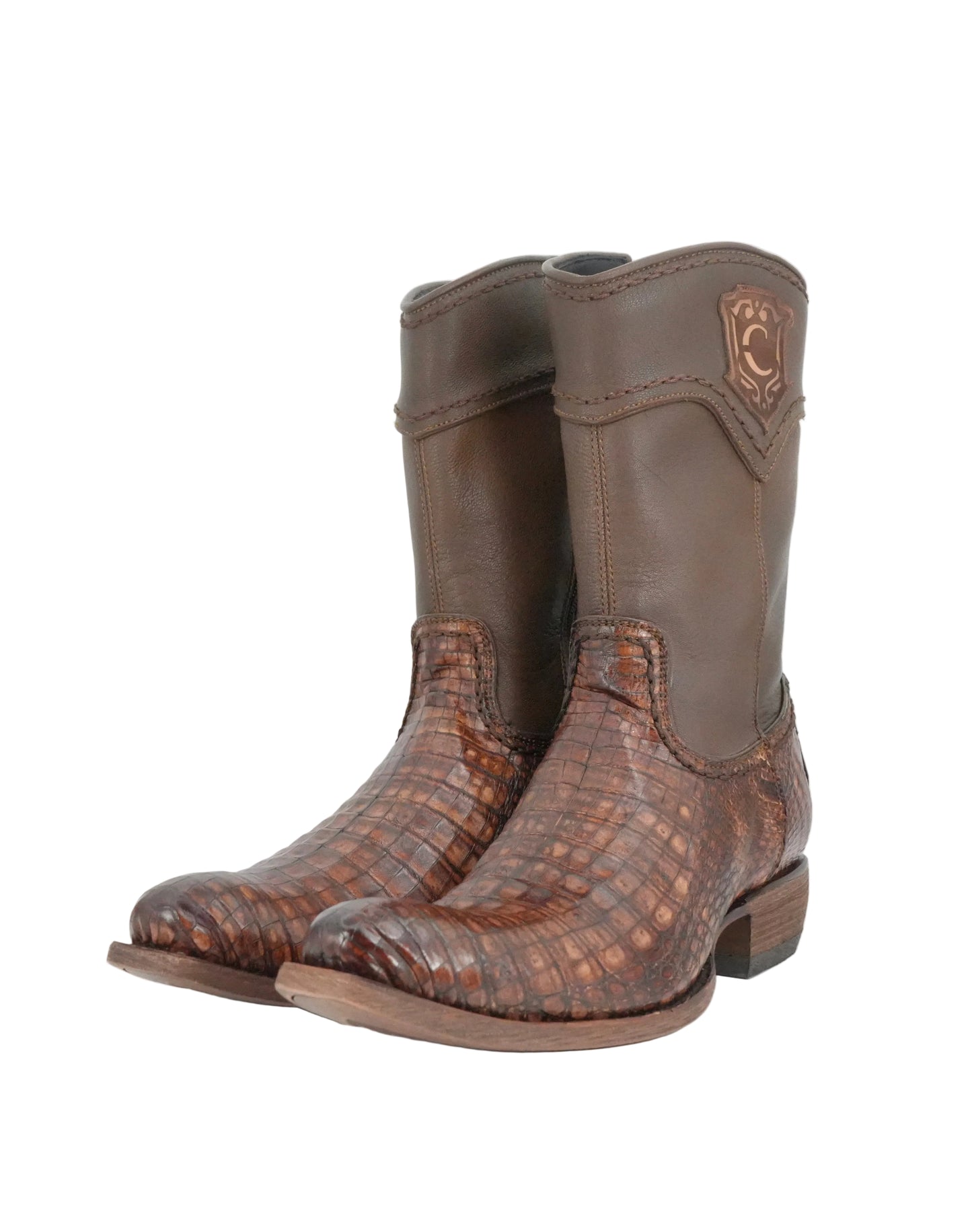 Cuadra Men's Caiman Belly Round Toe Boot - Brunt Brown