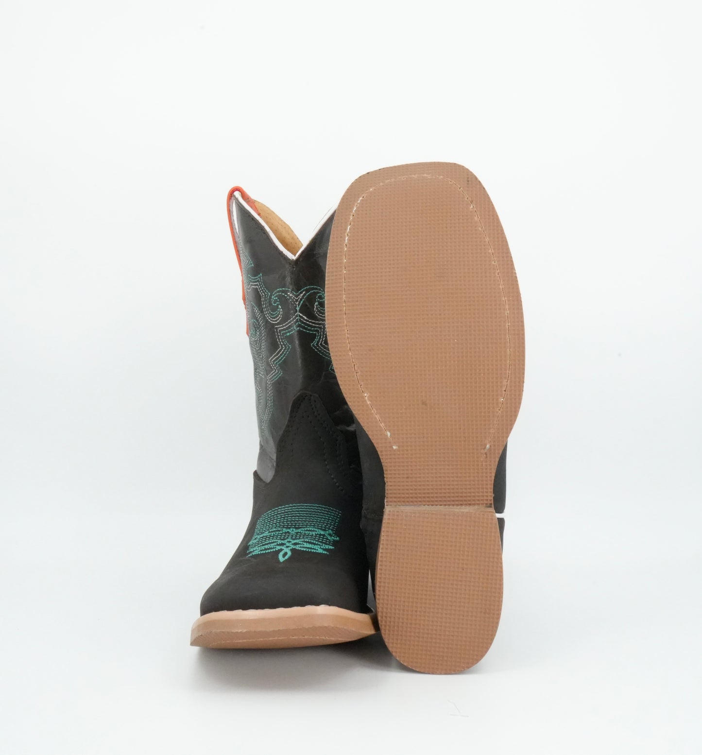 Hooch Kid's Dark Brown & Teal Stitched Boots